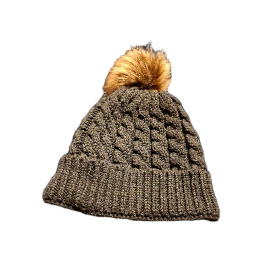 Women Fur Pom Pom Ball Knit Crochet Baggy Bobble Hat Beanie Winter